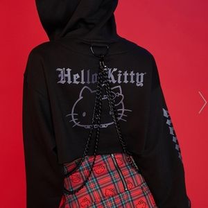Hello Kitty x dolls kill crop chained hoodie XX
